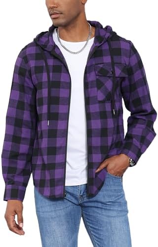 ZITY Men's Cotton Linen Zip up Hoodies Long Sleeve Casual Tops Pl...