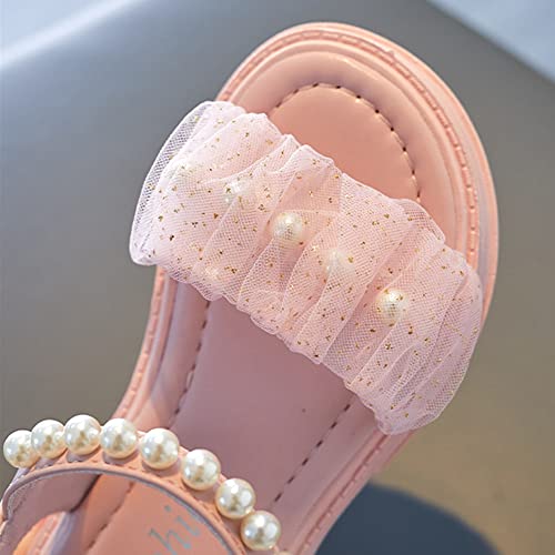 Girls Glitter Fashion Sandals Open Toe Cute Pearls Flower Soft Princess Flats Dress Sandals Summer Shoes Toddler/Little Kid/Big Kid4