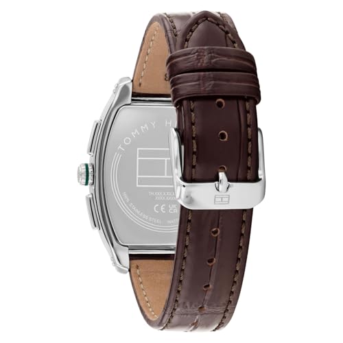 Image of Tommy Hilfiger Th-Oxford with Green Dial Brown Leather Strap Watch for Men - TH1710762