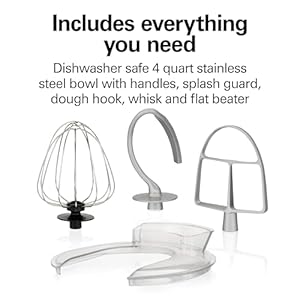 Hamilton beach electric stand mixer 4 quarts dough hook flat beater attachments splash guard 7 speeds with whisk silver  urban country home decor