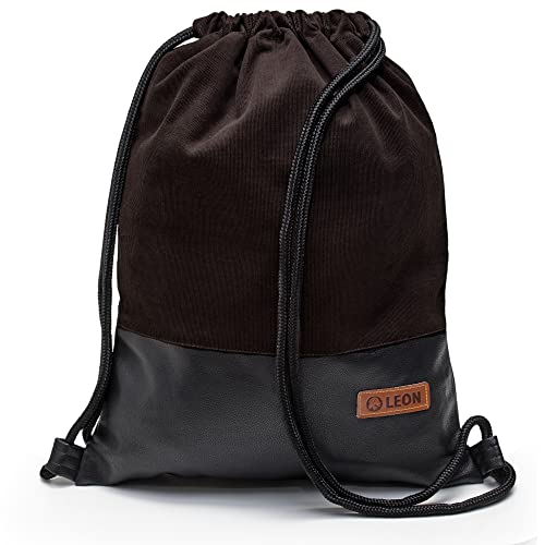 By Bers LEON Bolsa de deporte con bolsillos interiores con cremallera, mochila para hombre y adolescente, Tb_negro-marrón_puschwarz, 40cm hoch Cover