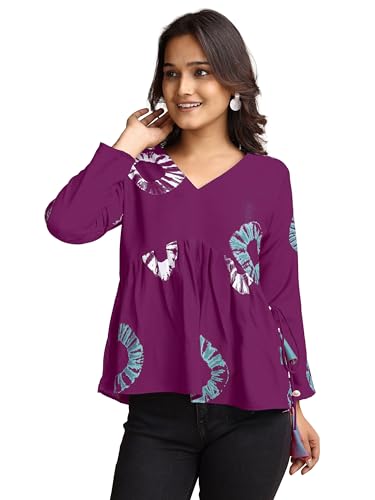 Image of Youthnic Women's Poly Rayon Printed Alia Cut Peplum Top | Top for Office | Women's Tunics | Short Kurti Women| Regular Fit