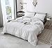 JANZAA Duvet Cover Pom Pom Duvet Cover, Duvet Cover Queen Size Boho Duvet Cover White Bedding 3 PCS (1 Duvet Cover Set&2 Pillow Cases)