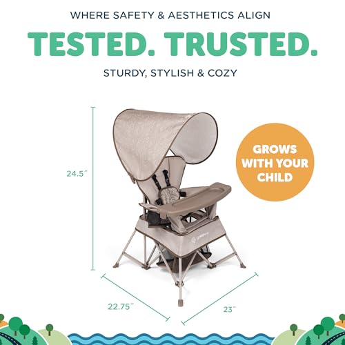 Image of Baby Delight Go with Me Venture Portable Chair | Indoor and Outdoor | Sun Canopy | 3 Child Growth Stages | Sandstone
