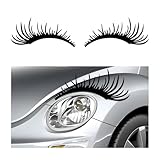 YTFRL 2 PCS Eyelash Decal for Car Headlight, Waterproof Funny Bumper Window Eyelashes Stickers, Reflective Fake Eye Lashes Decals Exterior Decor for SUV Truck RV Headlamp (Black)