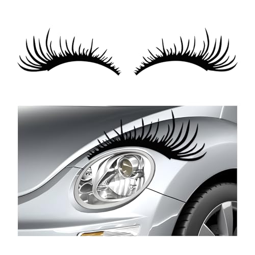 YTFRL 2 PCS Eyelash Decal for Car Headlight Waterproof Funny Bumper Window Eyelashes Stickers Reflective Fake Eye Lashes Decals Exterior Decor for SUV Truck RV Headlamp (Black)