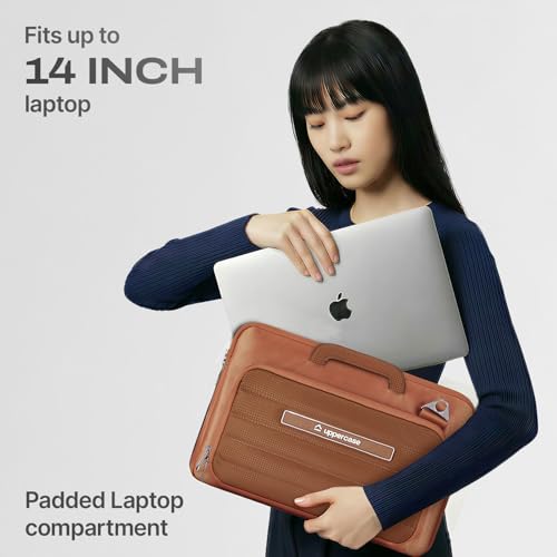 Image of uppercase Node Laptop Sleeve, Multi-Textured Quilted Design, Quick Access Pocket, Trolley Sleeve, Slide-in Handle & Detachable Shoulder Strap, Ideal for Men & Women | Office & Travel