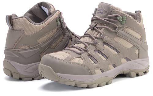 TREKKIN PLUS Men's Waterproof Slip Resistant Hiking Boots Outdoor Trail Trekking Camping Casual Walking Hunting Shoes mountaineering backpacking Travel Mid Ankle Lace up (Khaki, 11, Adult, Men, 11, Numeric, US Footwear Size System, Medium) by TREKKIN PLUS - Used condition - Image 5