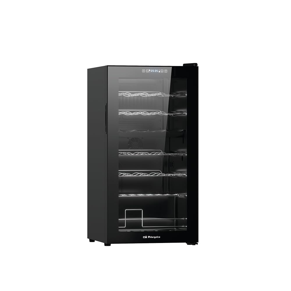 Orbegozo Vinoteca con compresor VCO 2850, volumen 74 litros capacidad para 28 botellas, refrigeracion por compresor, temperatura 5-18º, clase G, R600a