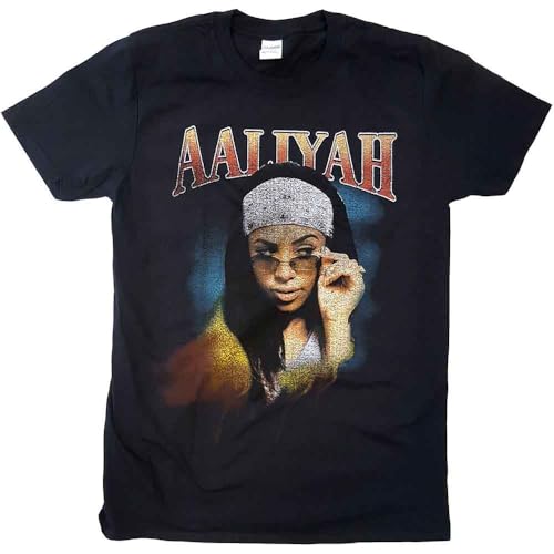 Rock Off officially licensed products Mens Aaliyah Trippy Slim Fit T-Shirt Large Black