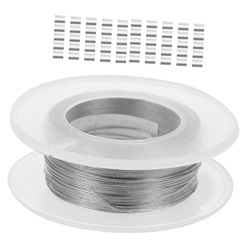 Ciieeo 1Set Wire Rope Multi Strand Fishing Line with Ferrules Steel Wire for Outdoor Use for Picture Hanging and Lighting Guide