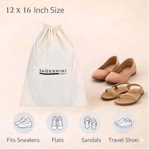 Image of Premium Cotton Shoe Bags - 12 Pcs Large Size Travel Shoea Pouch