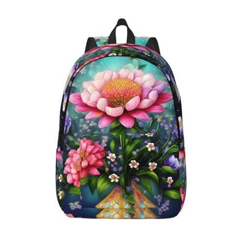 Sac à dos en toile WURTON à fleurs, haute polyvalence pour le travail et la marche nordique
