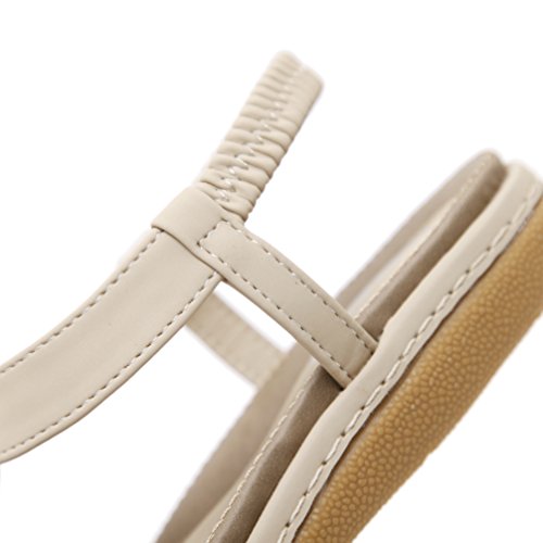 DolphinGirl Bohemian Simple T-Strap Summer Vacation Flat Thong Sandals, Nude Herringbone Glitter Shiny Golden Metal Shoes for Dressy Casual Jeans Daily Wear and Beach Vacation