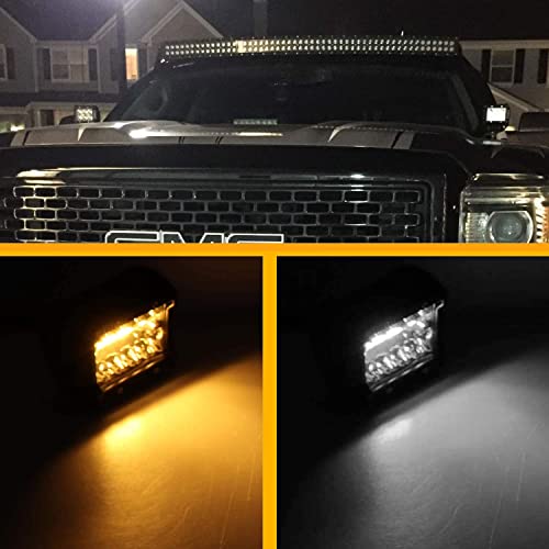Led Pods Lights,Turbo Sii 4 Inch 60W Amber White 6 Modes Spot Flood Combo Strobe Led Work Lights Off Road Driving Fog Lights For Trucks Atv Utv Jeep Boats,4 Pack #TOP3