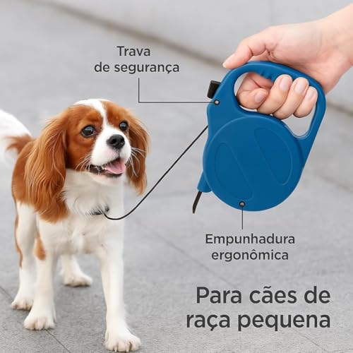 Guia Retratil Passeio Para Coleira de Pets Cachorro Cães Raça Pequenas 3 Metros Até 15K. com Sistema