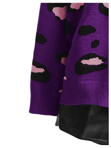 Image of WDIRARA Women's Leopard Tiger Print Cardigan V Neck Long Sleeve Color Block Button Down Sweater Outwear