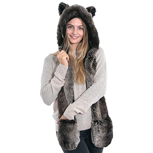 Winter Warm Plush Faux Fur Animal Paws Hat Hoods Gloves Scarf2