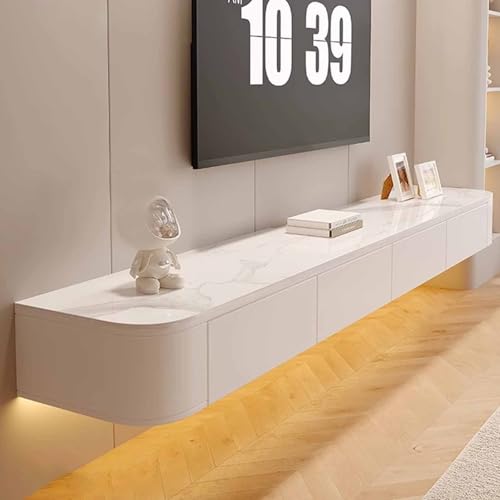 Meuble TV mural blanc flottant 120 cm pour libérer l'espace au sol