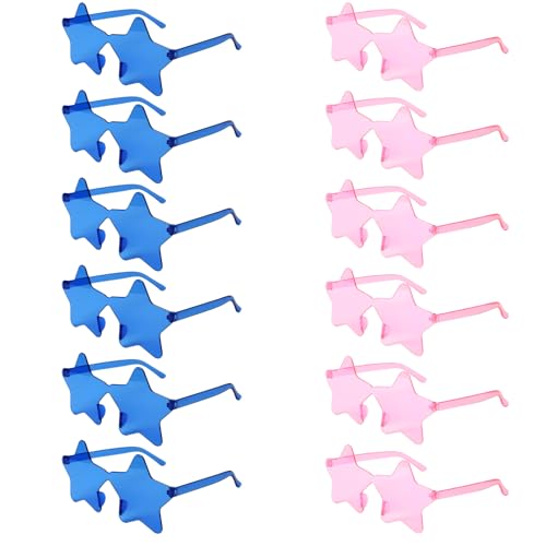 12 Pairs Star Sunglasses for Women Men Gender Reveal Games Blue and Pink Sunglasses Bulk for Gender Reveal Party Supplies Decorations Party Favors
