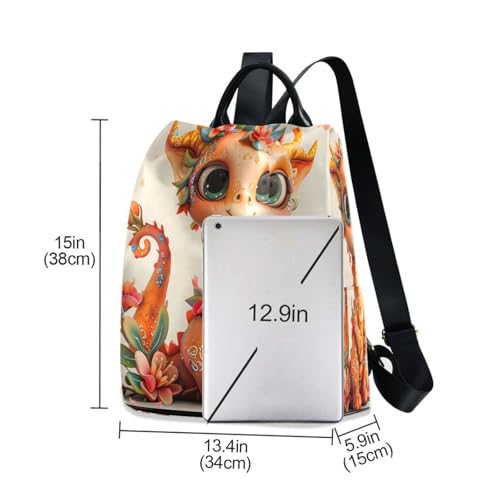 ALAZA Cute Dragon Cherry Blossom Backpack Purse for Women Anti Theft Fashion Back Pack Shoulder Bag3