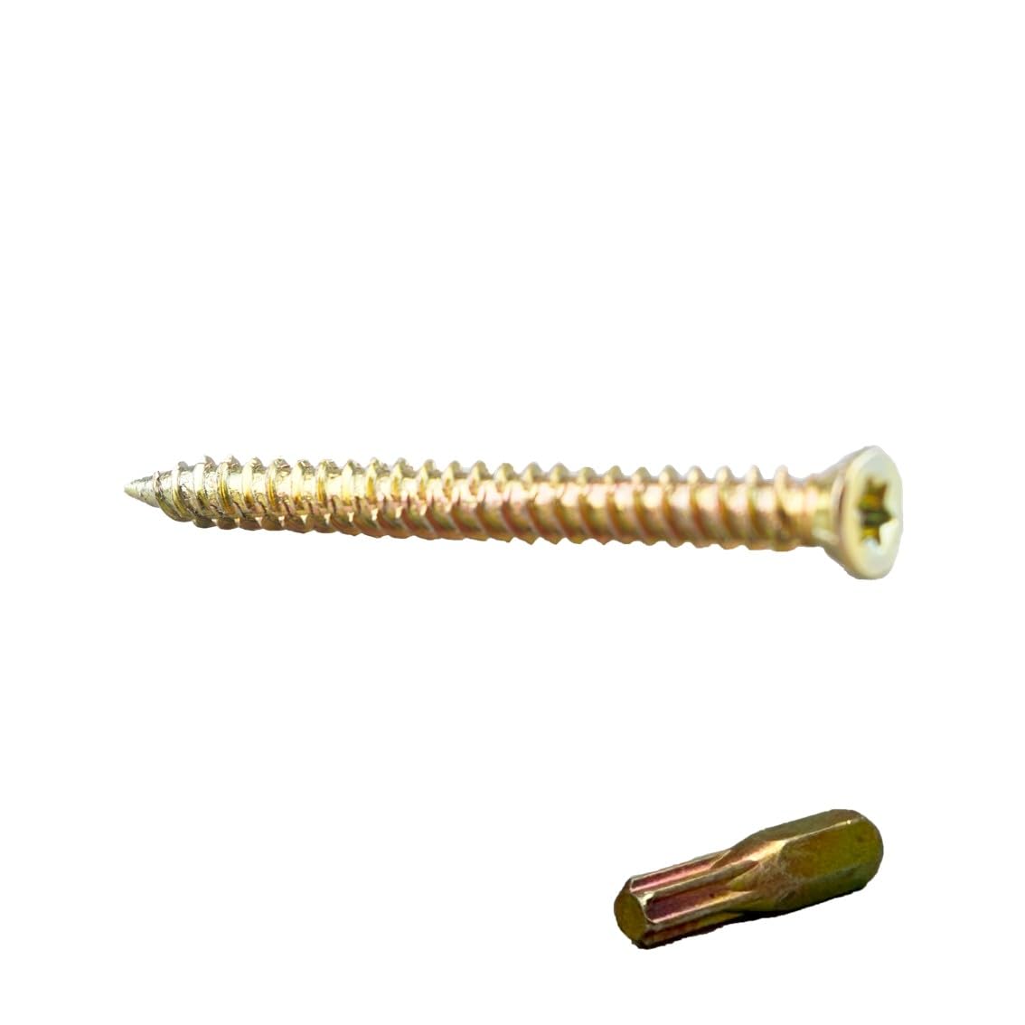 WK Electrical, Concrete Screws with Torx Bits, Zinc-Plated Countersunk Masonry Screws for Brick & Concrete