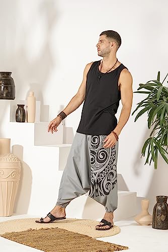 Image of The Veshti Company Printed Harem Pants for Men's Cotton Hippie Style Baggy Boho Yoga Pajama Pant with Pocket