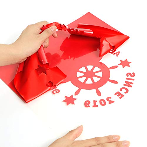 Image of RENLITONG Red HTV Iron on Vinyl 12Inch by 10ft Roll Heat Transfer Vinyl for T-Shirt HTV Rolls for All Cutter Machine - Easy to Cut & Weed for Heat Transfer Design