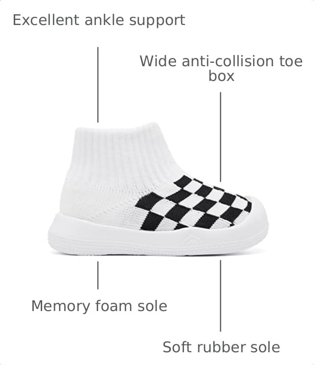 Image of Eashi Baby Boy Girl Non-Skid Indoor Infant Walking Shoes Breathable Warm Elastic Sock Shoes with Memory Sole Protect Toes Outdoor Sneakers