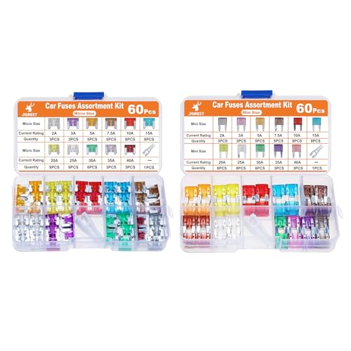 60 Mini fusibles + 60 Micro fusibles (2A, 3A, 5A, 7.5A, 10A, 15A, 20A, 25A, 30A, 35A, 40A) miniatura 1