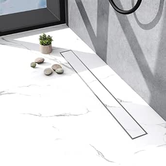 Biubiubath 60cm 2 in 1 Linear Shower Drain with Tile Insert Grate, Professional 304 Stainless Steel Rectangle Shower Drain Manufacturer, Linear Drain with Leveling Feet, Siphon - View 2