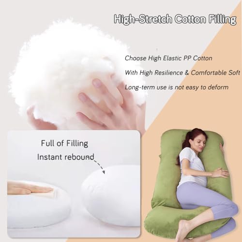 Image of 60 Inch Pregnancy Pillow for Sleeping (Green) | Extra Large U Shaped Body Pillow, Maternity Pillow for Pregnant Women