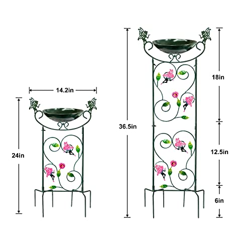Hongland Trellis Bird Baths For Outdoors, 40 Inch Height Garden Plant Trellis Bird Feeders, Backyard Vintage Decor, Bird Bath Bowl Can Be Paired Solar Fountain Pump, Yard Decorations Flower Fairy #TOP1