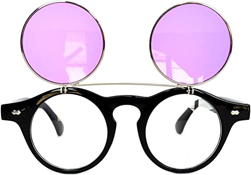 Image of OWL Steampunk Vintage Retro Round Circle Gothic Hippie Colored Plastic Frame Sunglasses Colored Lens