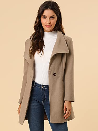 Image of Allegra K Women's Winter Elegant Stand Collar Overcoat Long Belted Pea Coat