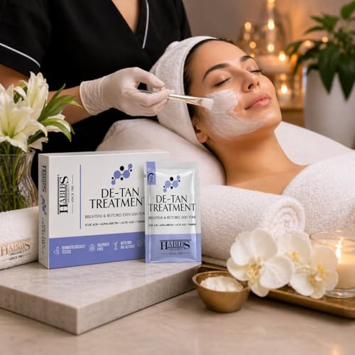 Image of Habibs De-Tan Treatment Kit Skin Brightening & Tan Removal Evens Skin Tone Salon Professional Formula Suitable for All Skin Types 12g X 6