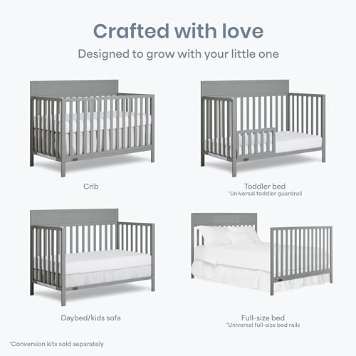 Image of Dream On Me Ivy 5-in-1 Convertible Full-Size Baby Crib in Seagrass, GreenGuard Gold & JPMA Certified, 3 Mattress Heights, Converts to Toddler, Day & Full-Size Bed, Safe & Stylish Nursery