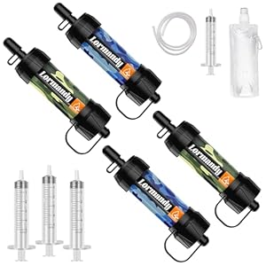 Mini Straw Water Filter – Portable Water Filter, Personal Water Filtration System, Water Purifier Straw, Outdoor Emergency and Survival Gear for Hiking, Camping Accessories and Travel (4PCS)