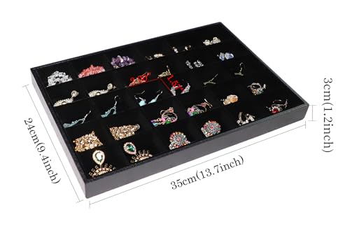 Image of Wudygirl Velevt Stackable 30 Grid Jewelry Tray Display Rings Bracelet Earring Necklace Jewelry Tray Showcase Display Organizer (30 Grid)