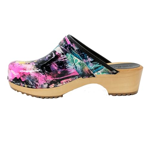 Image of Bjork Maja Wood Open Back Leather Clogs