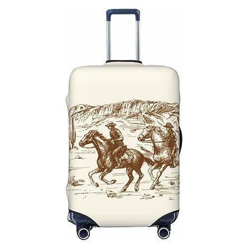 Deserto selvaggio west con cowboy Travel Luggage Protector Suitcase Cover Washable Luggage Cover Wheeled Suitcase Covers For Luggage,Luggage Covers For Suitcase With Zipper And Buckle Baggage Cover 32in