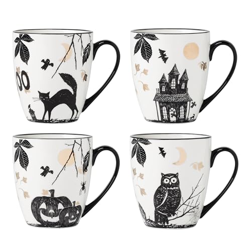 Lenox Coffee Mugs, Vintage Haunted Halloween 12 Oz Mugs Set of 4,...