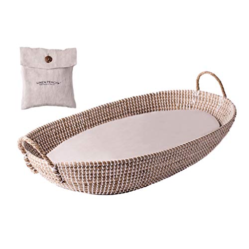 Baby Changing Basket with Pad - CPSC Safety Compliant - 100% Quilted Linen Cover Included - Nursery Changing Table Baskets - Baby Moses Basket Inspired - Diaper Changing Pad Set - 32”x16“x4“ (Linen) Baby Changing Basket with Pad - CPSC Safety Compliant - 100% Quilted Linen Cover Included - Nursery Changing Table Baskets - Baby Moses Basket Inspired - Diaper Changing Pad Set - 32”x16“x4“ (Linen)