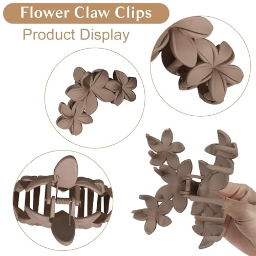 Image of ANNACREATIONS 4 Pcs Korean Fashion Flower Matte Hair Claw Clip for Thick & Thin Hair Strong Hold Hair Clutcher Hair Accessories Clutches for Women & Girls