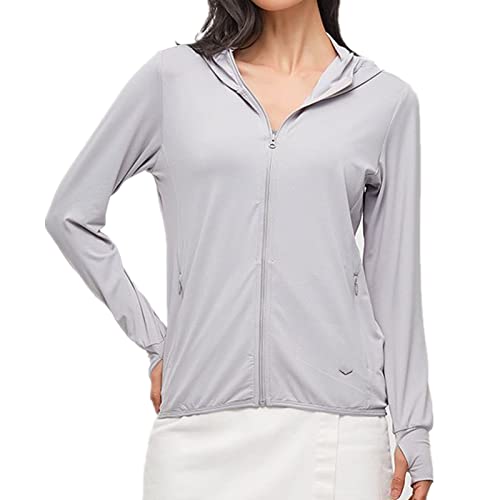 ANNA GARDEN Jaqueta feminina de verão proteção UV seda gelo respirável tamanho grande pescaria (M, c