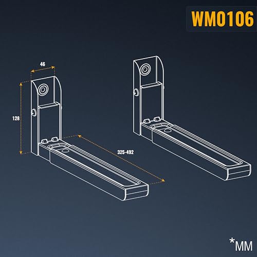 RICOO Mikrowellenhalterung Anschluss Sets für Mikrowellen Wand Halter Wandhalterung Unterbau WM0106 Halterung Mikrowellenregal Stand Regal für Küche, 2 Stück (Paar) Weiß