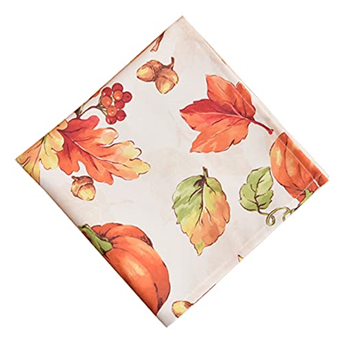 Billiving Cloth Napkins 12Pcs 20 X 20 Inch Polyester Washable Dinner Napkins, Pumpkin Printed Fall Table Decor, For Autumn Harvest Thanksgiving Christmas Holiday Indoor Outdoor Home Dinner Party #TOP9
