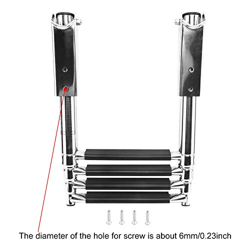 DasMarine 4 Step Ladder 316 Stainless Steel Telescoping Ladder, 900 Pound Capacity for Marine Yacht/Swimming Pool with Retaining Strap (4 Step Ladder)