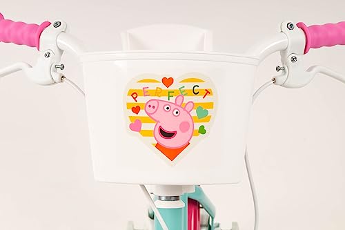 Kinderfahrrad Peppa Pig 12 Zoll mit Stützrädern Korb Puppensitz 3-5 Jahre