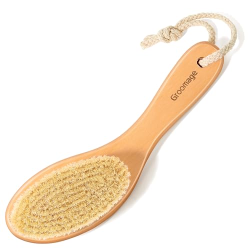 Groomage Dry Brush for Body, Natural Bristle Dry Exfoliating Body Brush for Skin Care, Cellulite, Lymphatic Drainage